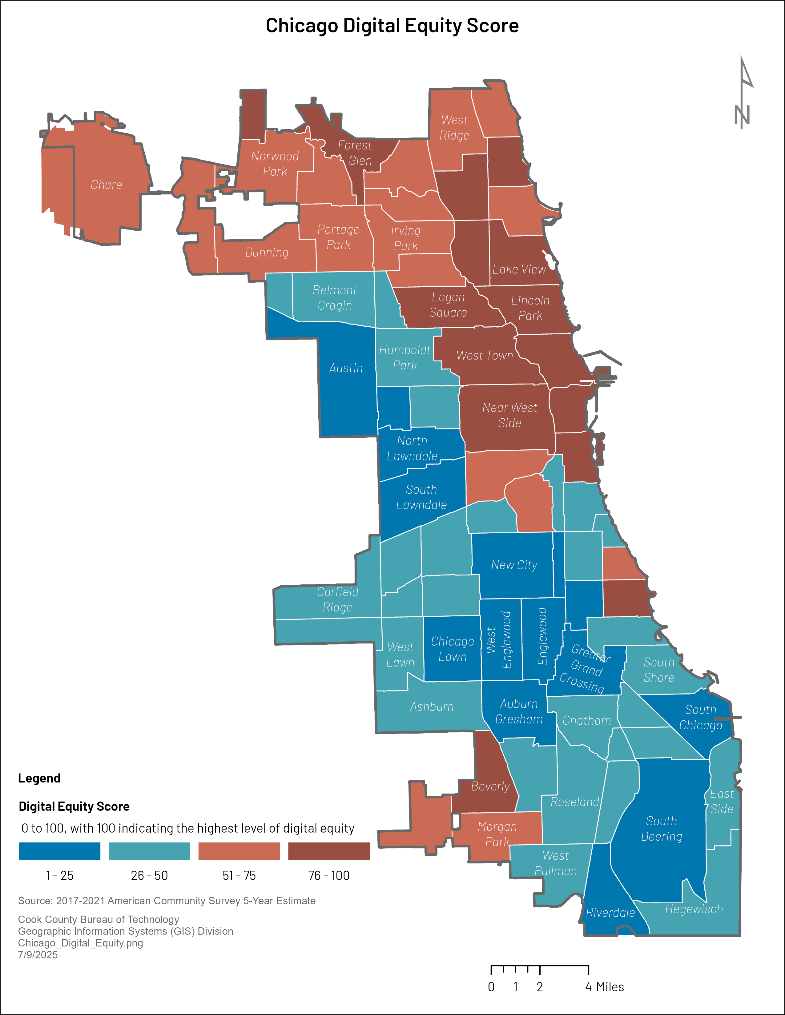 Equity Distribution Map Digital Equity Map | Cook County Digital Equity